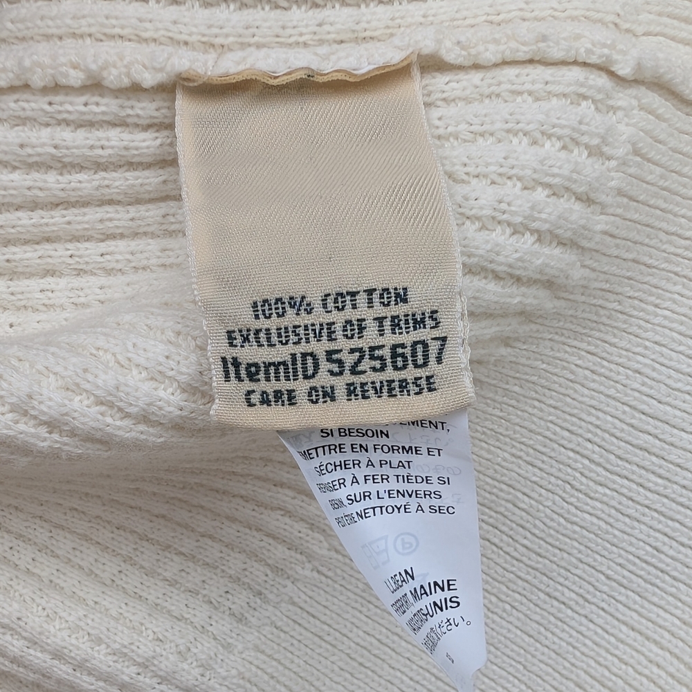 L.L.Bean Cotton Waffle Knit Sweater Cream Black Stripe – Women’s M - Picture 5 of 9